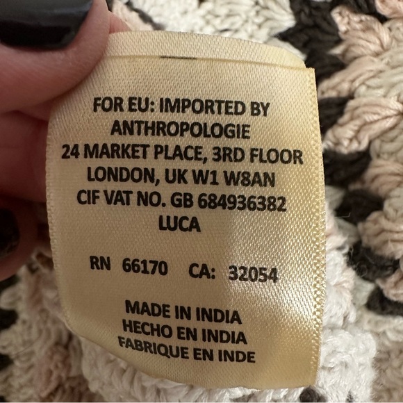 Anthropologie Amber Crochet Cardigan Sweater O/S Cream Granny Square Cottagecore - Picture 9 of 12